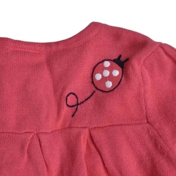 Nwt Pink Cardigan Sweater Ladybug Flower Embroidered Cotton Size 2T - Picture 8 of 8